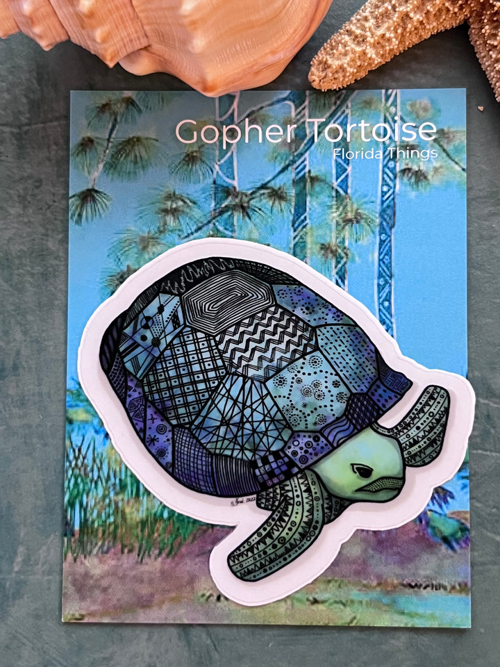 Gopher Tortoise | Stickers 2" or 3" | Gopher Tortoise Vinyl Sticker | Clear, Gopher Tortoise Decal for Laptop, Water Bottle, Journal, Gift for Ocean Lovers