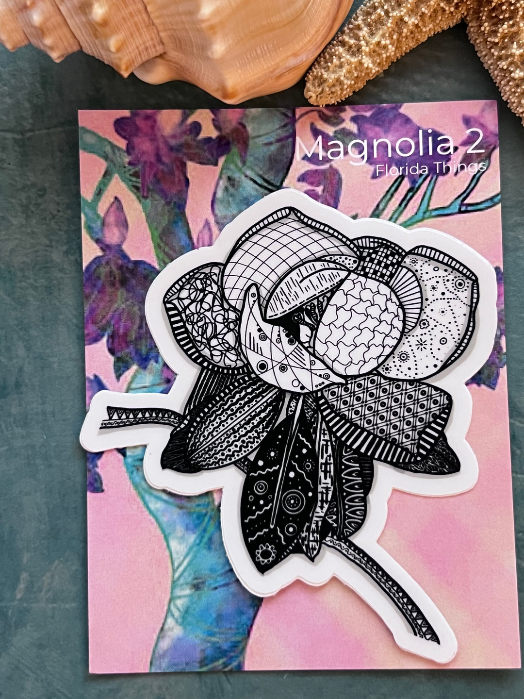 Magnolia 2 | Stickers 3" | Cute Ocean Magnolia 2 Vinyl Sticker | Black & White, Waterproof Magnolia 2 Decal for Laptop, Water Bottle, Journal, Gift for Ocean Lovers