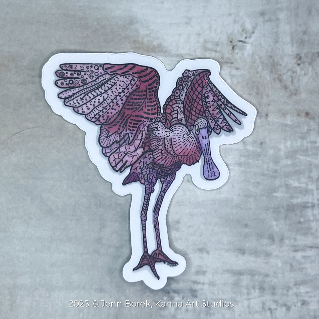 Spoonbill Flapping | Stickers 2" or 3" | Spoonbill Vinyl Sticker | Clear, Blue, Waterproof Spoonbill Decal for Laptop, Water Bottle, Journal, Gift for Ocean Lovers
