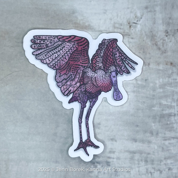 Spoonbill Flapping | Stickers 2" or 3" | Spoonbill Vinyl Sticker | Clear, Blue, Waterproof Spoonbill Decal for Laptop, Water Bottle, Journal, Gift for Ocean Lovers