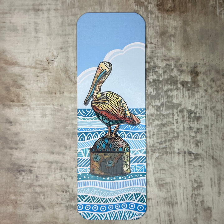 Bookmark - Pelican - Orange, Turquoise - 2x6"