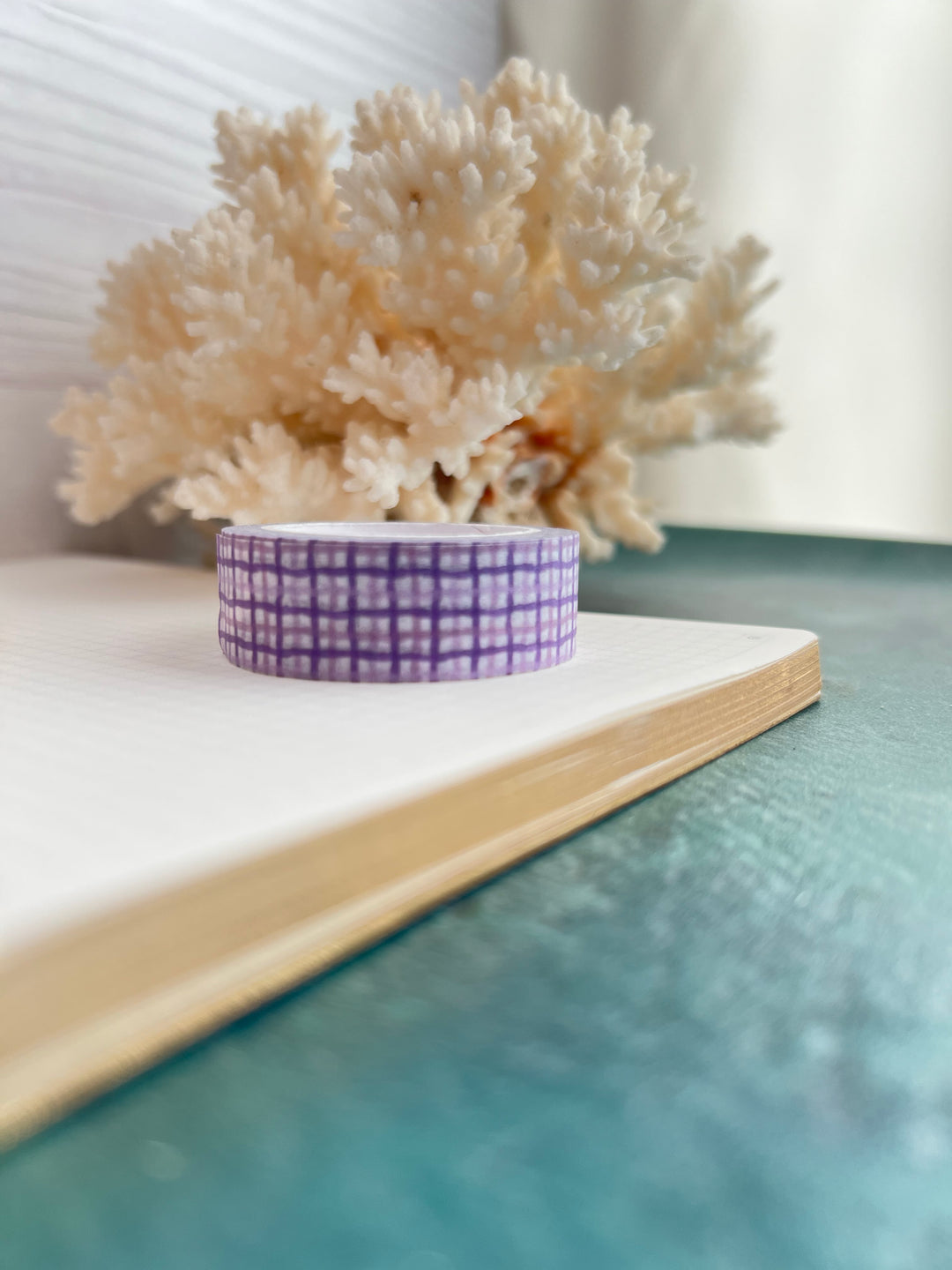 Washi Tape Wavy Gingham | 15mm Hand-Drawn Gingham Washi Tape | Colorful Journal, Planner & Scrapbook Tape | Pink, Orange, Green, Turquoise, Blue, Purple