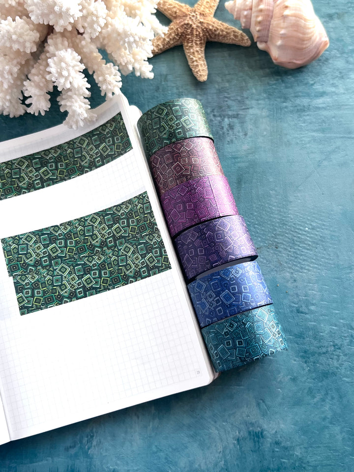 Washi Tape Tossed Squares| Hand-Drawn Geometric Pattern | Seamless Fabric Design | Decorative Journal Tape | Kanna Art Studios