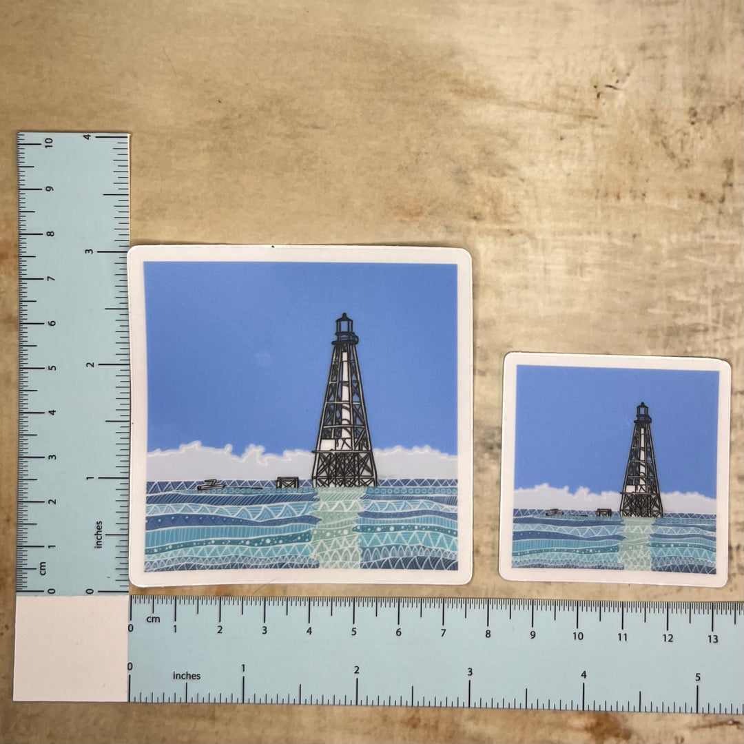 Sticker - Alligator Lighthouse (Square) - Turquoise - Clear Background - 3" or 2"