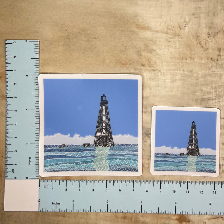 Sticker - Alligator Lighthouse (Square) - Turquoise - Clear Background - 3" or 2"