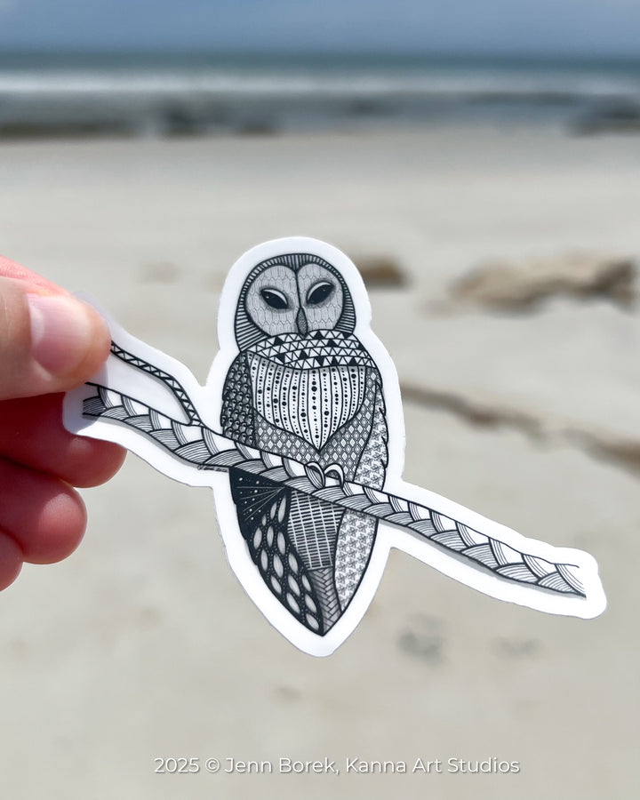 Barred Owl | Stickers 3" | Barred Owl Vinyl Sticker | Black & White, Barred Owl Decal for Laptop, Water Bottle, Journal, Gift for Ocean Lovers (Copy)