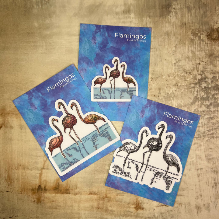 Sticker - Flamingos - Pink - Clear Background - 3" or 2"