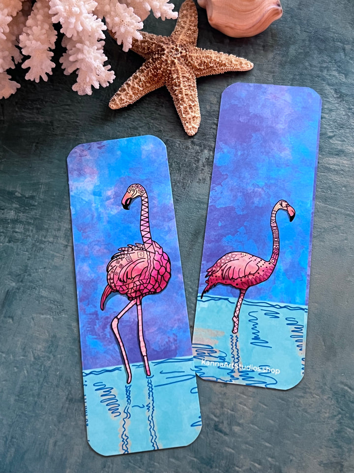 Flamingos Bookmark 2x6 | Ocean Flamingos Bookmark | Cute Flamingos Book Mark for Readers, Students, Ocean Lovers Gift