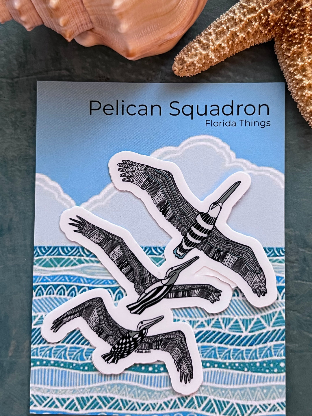 Pelican Squadron Stickers 3" | Cute Ocean Pelican Squadron Vinyl Sticker | Black & White, Waterproof Pelican Squadron Decal for Laptop, Water Bottle, Journal, Gift for Ocean Lovers