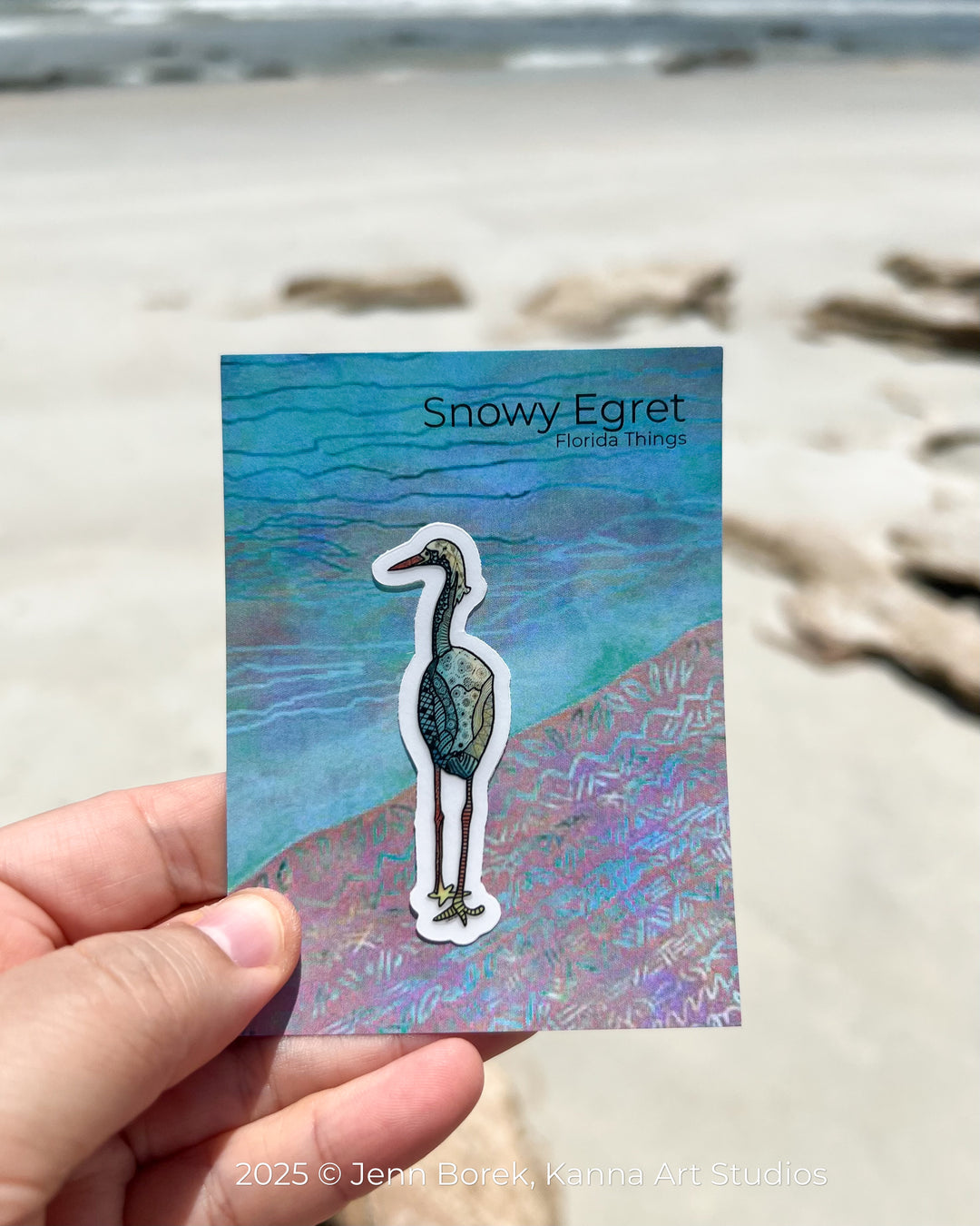 Snowy Egret | Stickers 2" or 3" | Shore Bird Snowy Egret Vinyl Sticker | Clear, Waterproof Snowy Egret Decal for Laptop, Water Bottle, Journal, Gift for Ocean Lovers