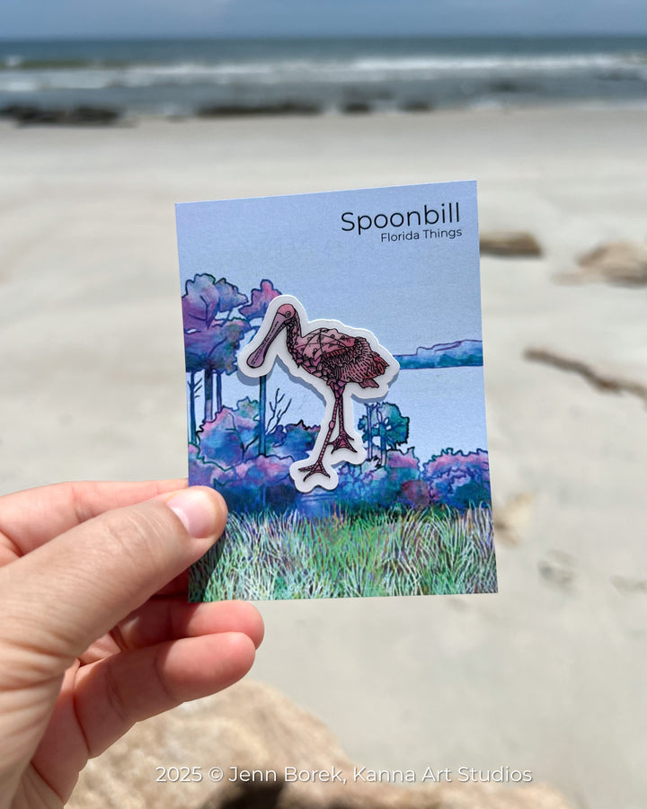 Spoonbill | Stickers 2" or 3" | Cute Ocean Spoonbill Vinyl Sticker | Clear, Blue, Waterproof Spoonbill Decal for Laptop, Water Bottle, Journal, Gift for Ocean Lovers