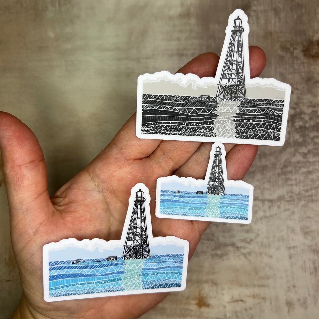 Sticker - Alligator Lighthouse (Diecut) - Turquoise - Clear Background - 3" or 2"