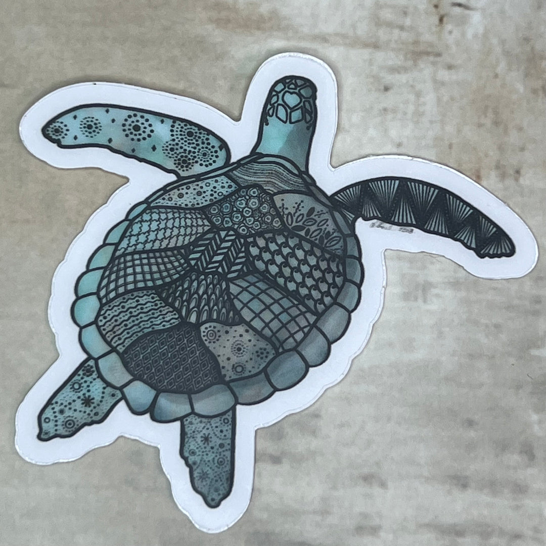 Sticker - Sea Turtle - Turquoise - Clear background - 3" or 2"