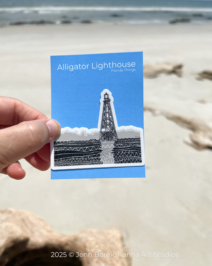 Alligator Reef Lighthouse | Stickers 2" or 3" | Cute Alligator Reef Lighthouse Vinyl Sticker | Clear, Alligator Reef Lighthouse Decal for Laptop, Water Bottle, Journal, Gift for Ocean Lovers