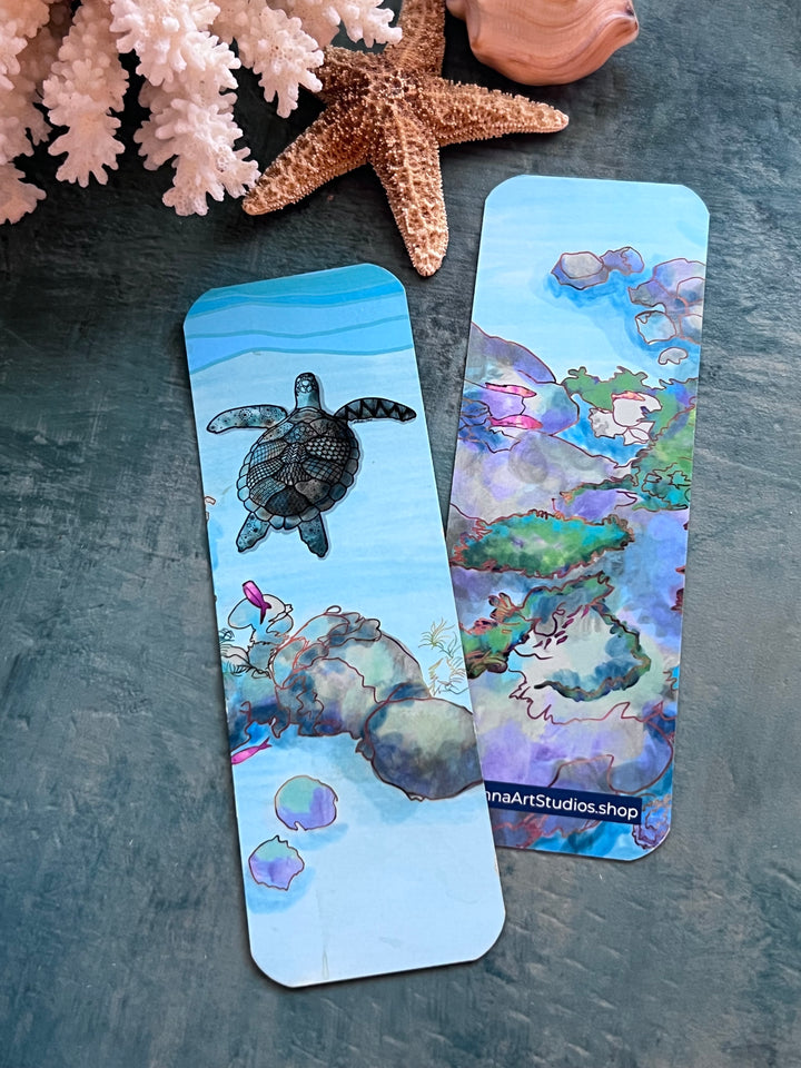 Sea Turtle Bookmark 2x6 | Ocean Animal Bookmark | Cute Turtle Book Mark for Readers, Students, Ocean Lovers Gift