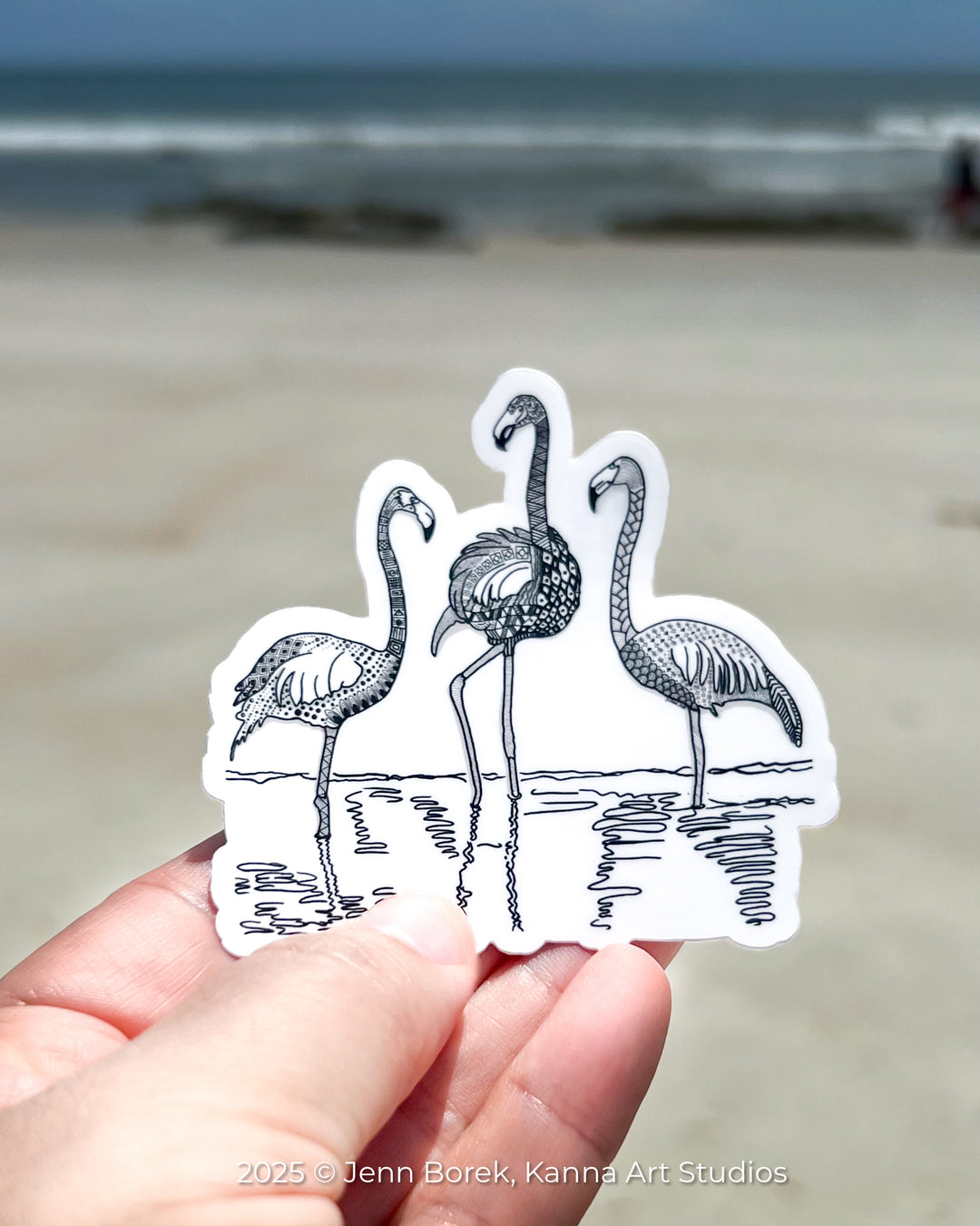 Flamingos Stickers 3" | Cute Flamingos Vinyl Sticker | Black & White, Waterproof Flamingos Decal for Laptop, Water Bottle, Journal, Gift for Ocean Lovers