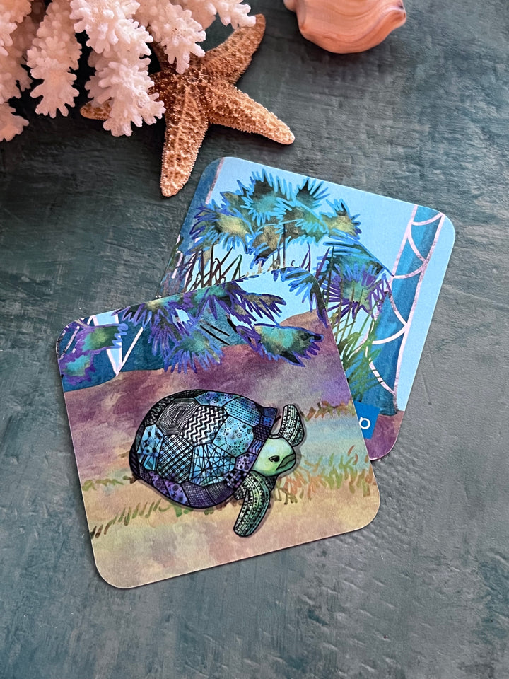 Gopher Tortoise | Paper Coaster 3.5 X 3.5 | Gopher Tortoise Paper Coaster | Gopher Tortoise Coaster for journalers, ocean lovers, or ocean themed gathering