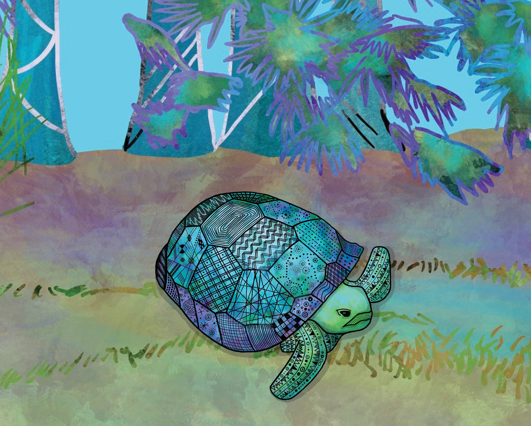 Gopher Tortoise | Art Print 8 x 10 | Gopher Tortoise Wall Art | Gopher Tortoise Illustration, Coastal Beach Decor