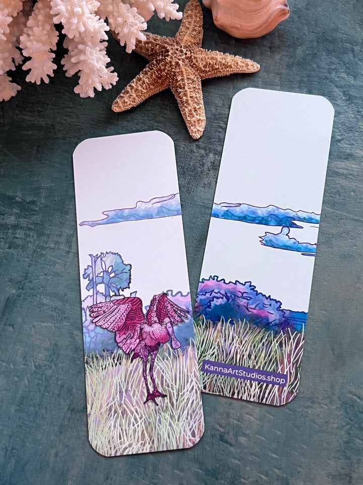 Spoonbill Flapping | Bookmark 2x6 | Spoonbill Flapping Bookmark | Spoonbill Flapping Book Mark for Readers, Students, Ocean Lovers Gift