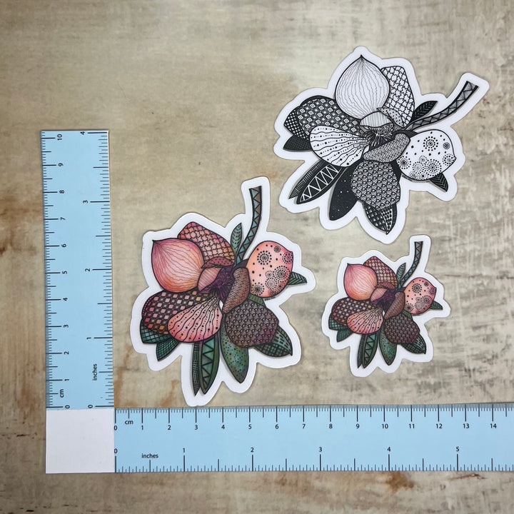 Sticker - Magnolia 1 - Orange - Clear Background - 3" or 2"