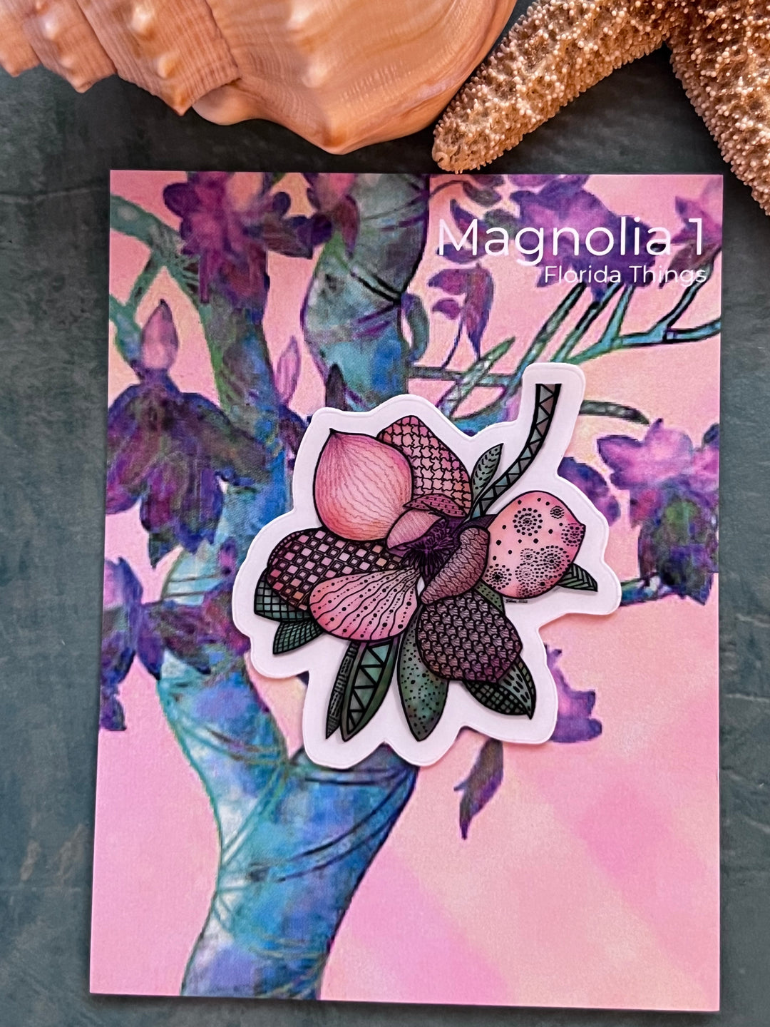 Magnolia 1 | Stickers 2" or 3" | Cute Magnolia 1 Vinyl Sticker | Clear, Magnolia 1 Decal for Laptop, Water Bottle, Journal, Gift for Ocean Lovers
