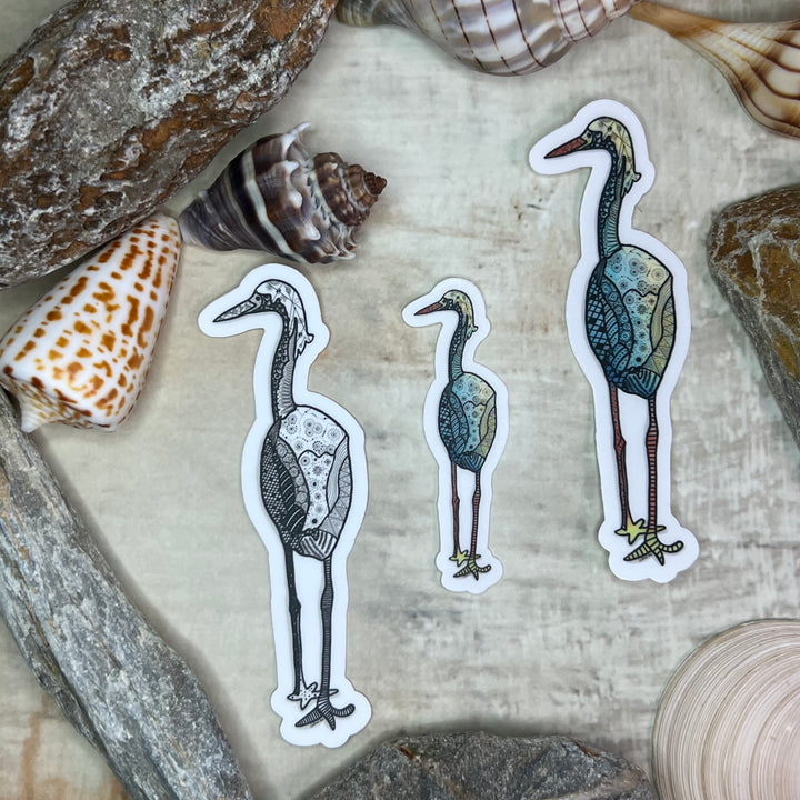 Sticker - Snowy Egret - Teal - Clear Background - 3" or 2"