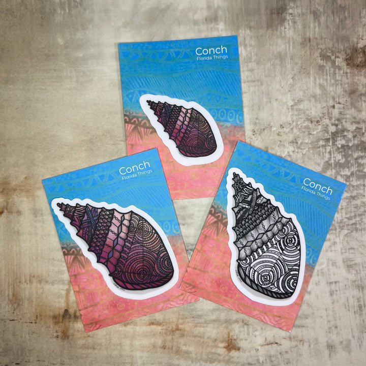 Sticker - Conch - Pink - Clear Background - 3" or 2"