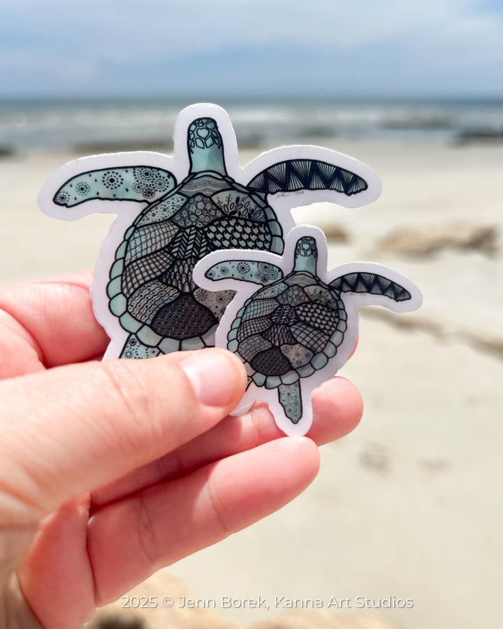 Sticker - Sea Turtle - Turquoise - Clear background - 3" or 2"