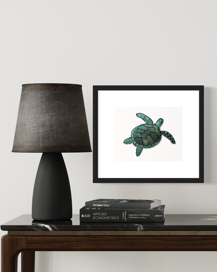 Sea Turtle Art Print 8 x 10 | Minimalist Turtle Illustration | Ocean Animal Wall Art, Coastal Decor