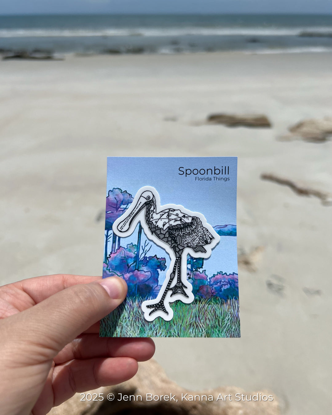 Spoonbill | Stickers 3" | Cute Ocean Spoonbill Vinyl Sticker | Black & White, Waterproof Spoonbill Decal for Laptop, Water Bottle, Journal, Gift for Ocean Lovers