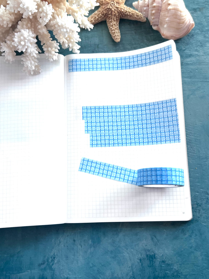 Washi Tape Wavy Gingham | 15mm Hand-Drawn Gingham Washi Tape | Colorful Journal, Planner & Scrapbook Tape | Pink, Orange, Green, Turquoise, Blue, Purple