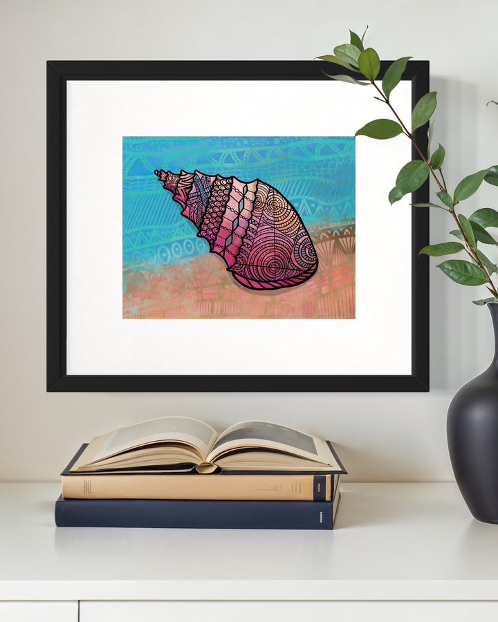 Conch | Art Print 8 x 10 | Colorful Ocean Wall Art | Conch Illustration, Coastal Beach Decor