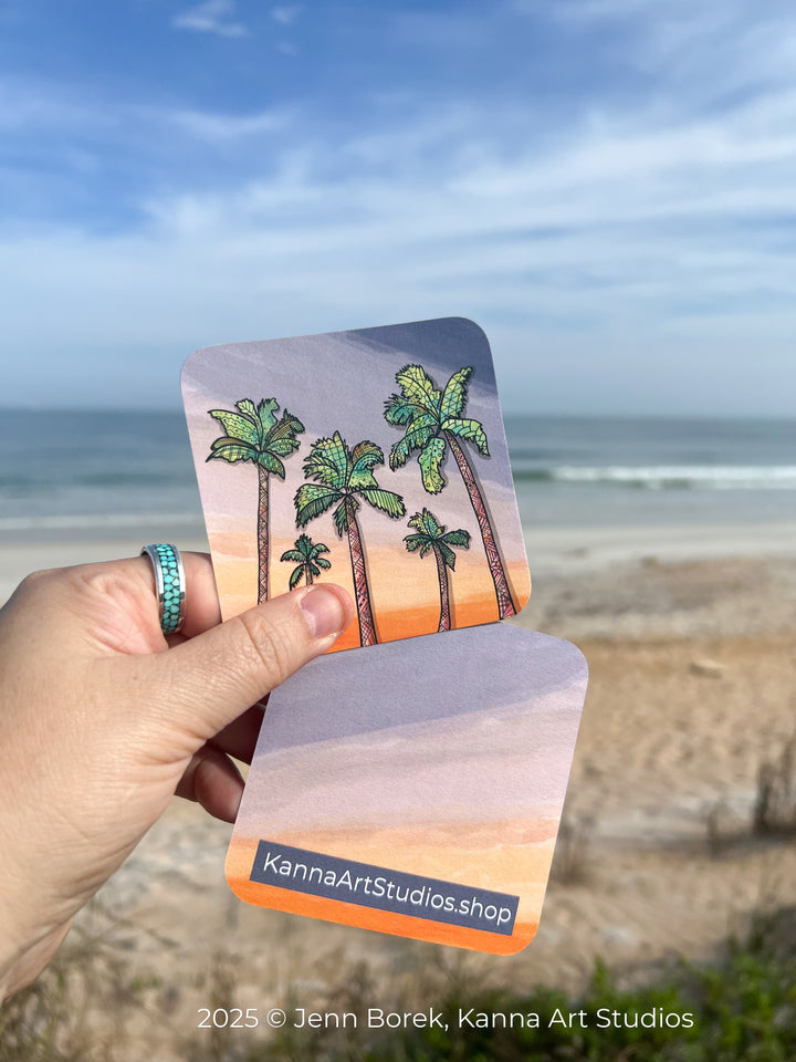 Palm Trees | Paper Coaster 3.5 X 3.5 | Palm Trees Paper Coaster | Palm Trees Coaster for journalers, ocean lovers, or ocean themed gathering