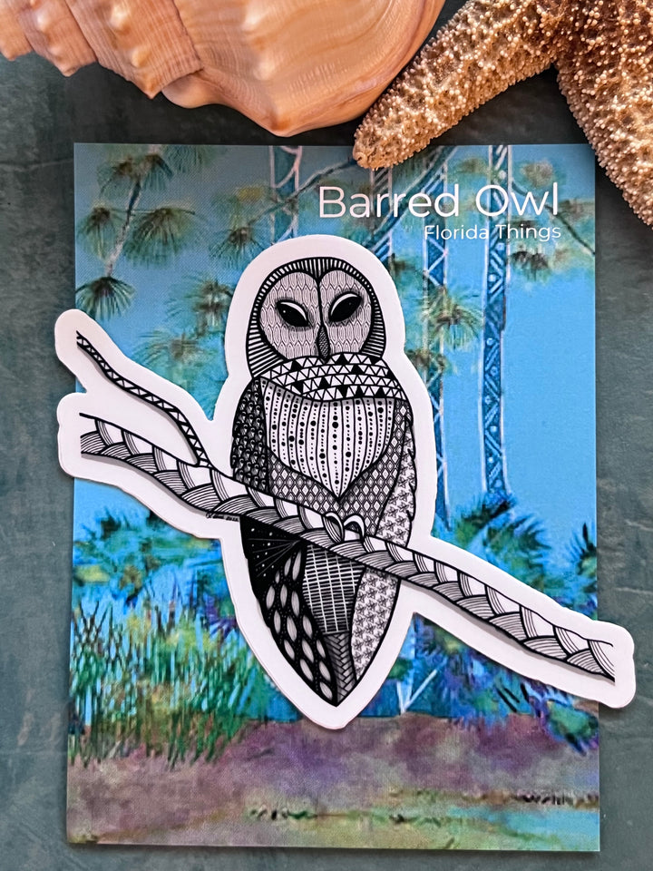 Barred Owl | Stickers 3" | Barred Owl Vinyl Sticker | Black & White, Barred Owl Decal for Laptop, Water Bottle, Journal, Gift for Ocean Lovers (Copy)