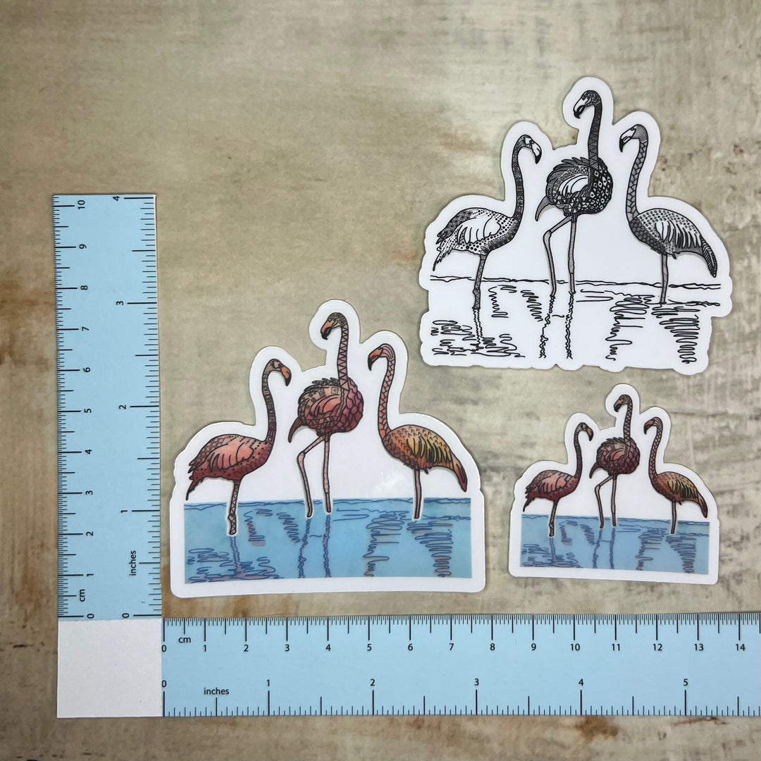 Sticker - Flamingos - Pink - Clear Background - 3" or 2"