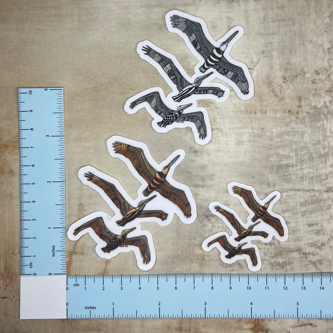 Sticker - Pelican Squadron - Orange and Turquoise - Clear background - 3" or 2"