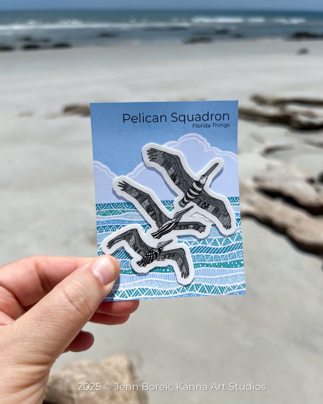 Pelican Squadron Stickers 3" | Cute Ocean Pelican Squadron Vinyl Sticker | Black & White, Waterproof Pelican Squadron Decal for Laptop, Water Bottle, Journal, Gift for Ocean Lovers