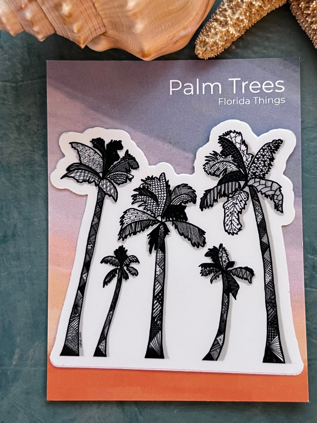 Palm Trees | Stickers 3" | Cute Ocean Palm Trees Vinyl Sticker | Black & White, Waterproof Palm Trees Decal for Laptop, Water Bottle, Journal, Gift for Ocean Lovers