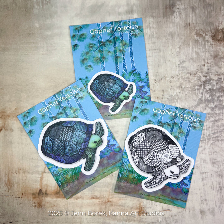 Gopher Tortoise | Stickers 2" or 3" | Gopher Tortoise Vinyl Sticker | Clear, Gopher Tortoise Decal for Laptop, Water Bottle, Journal, Gift for Ocean Lovers