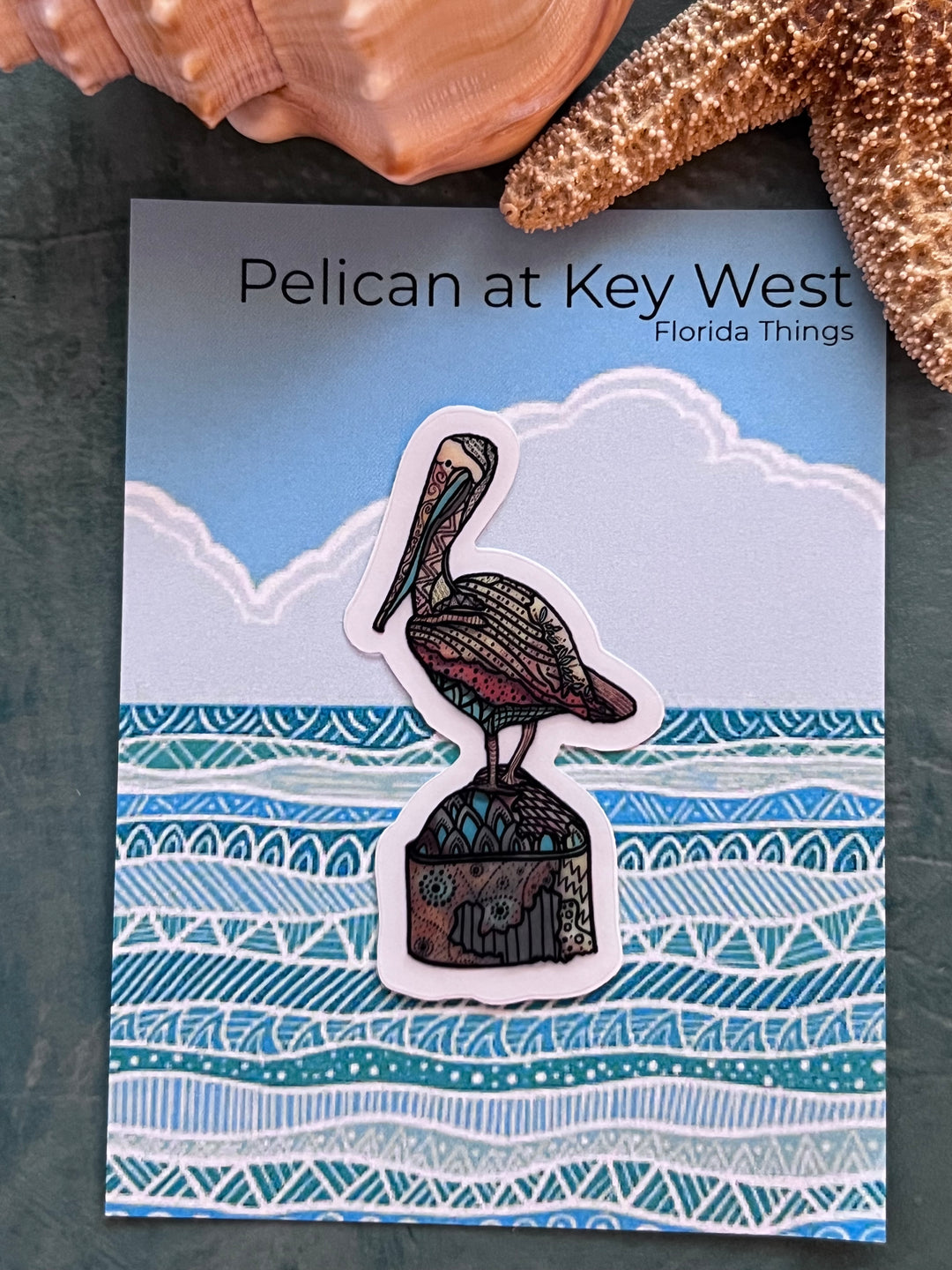 Pelican Key West Stickers 2" or 3" | Pelican Key West Vinyl Sticker | Clear, Waterproof Pelican Key West Decal for Laptop, Water Bottle, Journal, Gift for Ocean Lovers