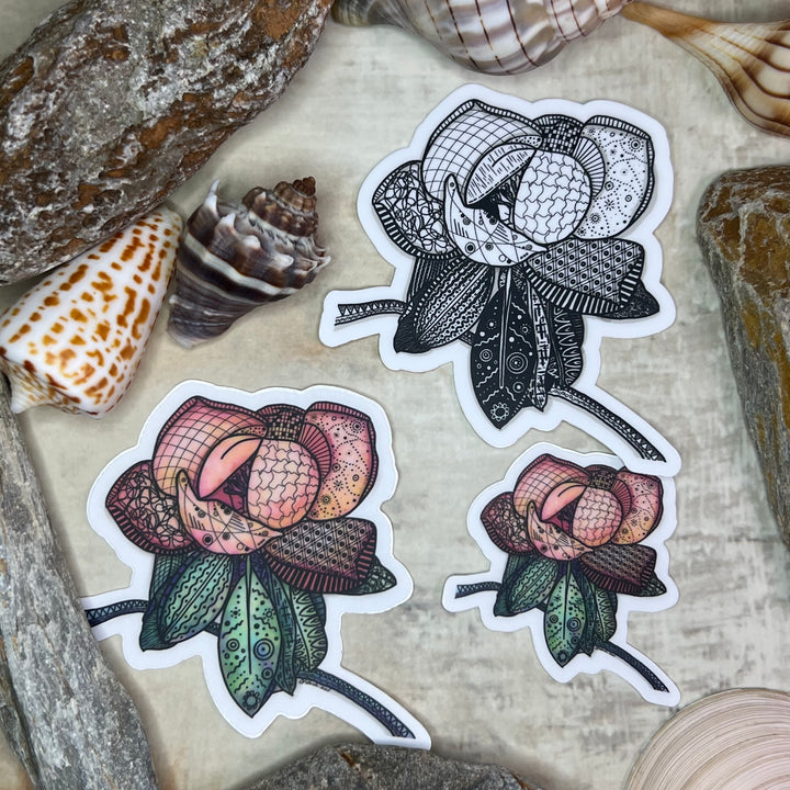 Sticker - Magnolia 2 - Orange - Clear Background - 3" or 2"