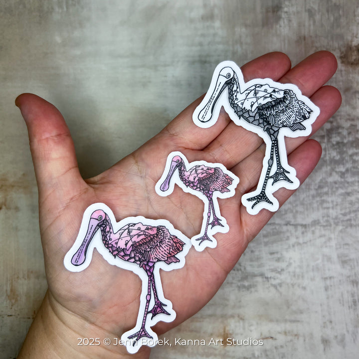 Spoonbill | Stickers 2" or 3" | Cute Ocean Spoonbill Vinyl Sticker | Clear, Blue, Waterproof Spoonbill Decal for Laptop, Water Bottle, Journal, Gift for Ocean Lovers