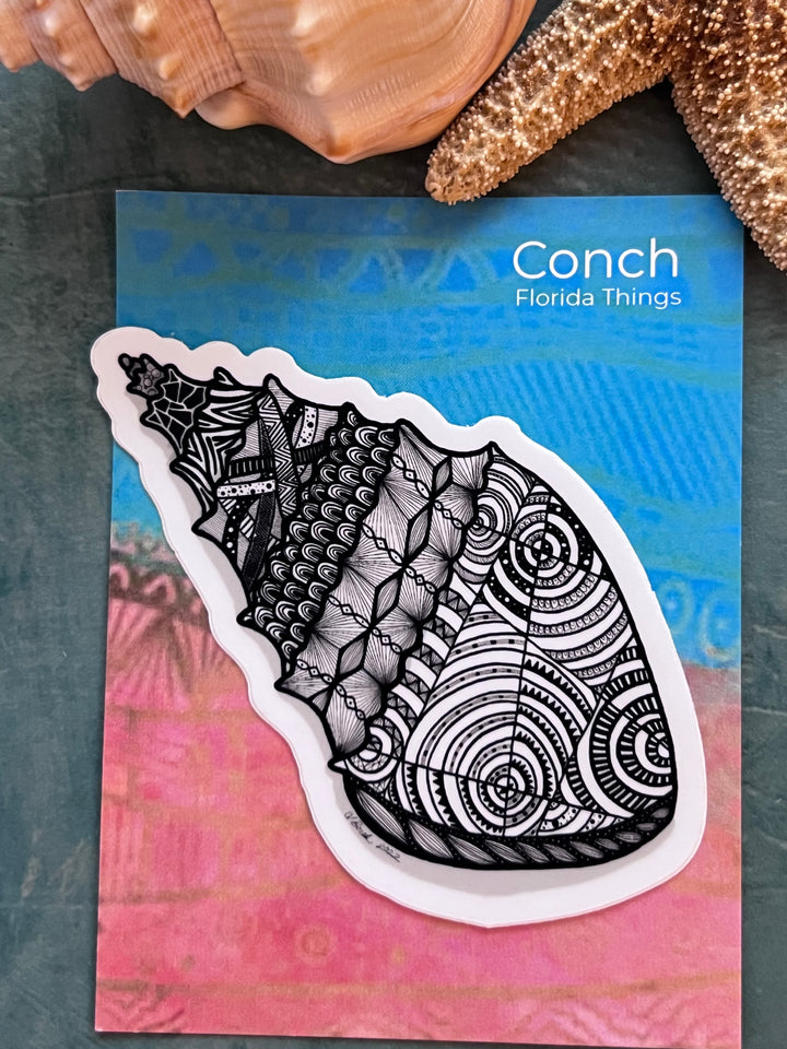 Conch | Stickers 3" | Cute Ocean Conch Vinyl Sticker | Black & White, Waterproof Conch Decal for Laptop, Water Bottle, Journal, Gift for Ocean Lovers (Copy)