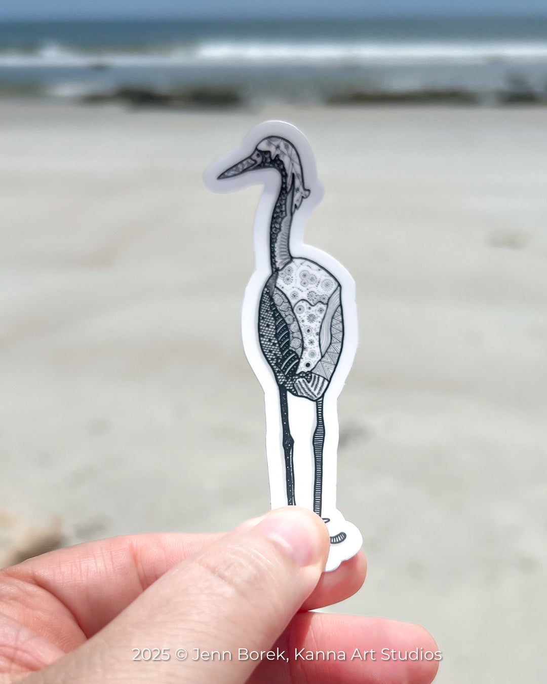 Snowy Egret | Stickers 3" | Shore Bird Snowy Egret Vinyl Sticker | Black & White, Waterproof Snowy Egret Decal for Laptop, Water Bottle, Journal, Gift for Ocean Lovers