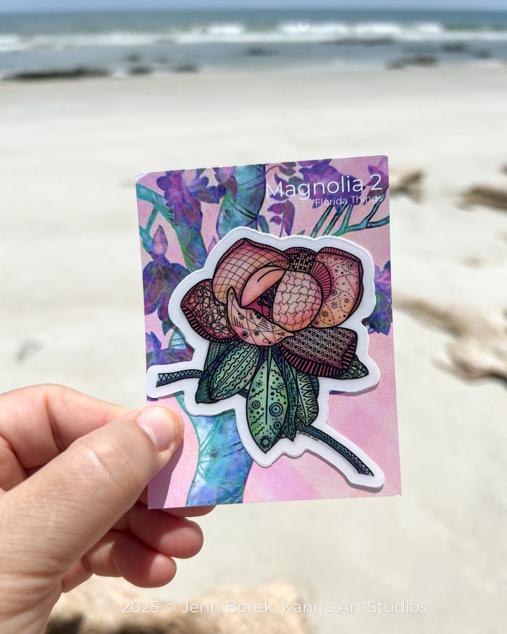 Magnolia 2 | Stickers 2" or 3" | Cute Magnolia 2 Vinyl Sticker | Clear, Magnolia 2 Decal for Laptop, Water Bottle, Journal, Gift for Ocean Lovers