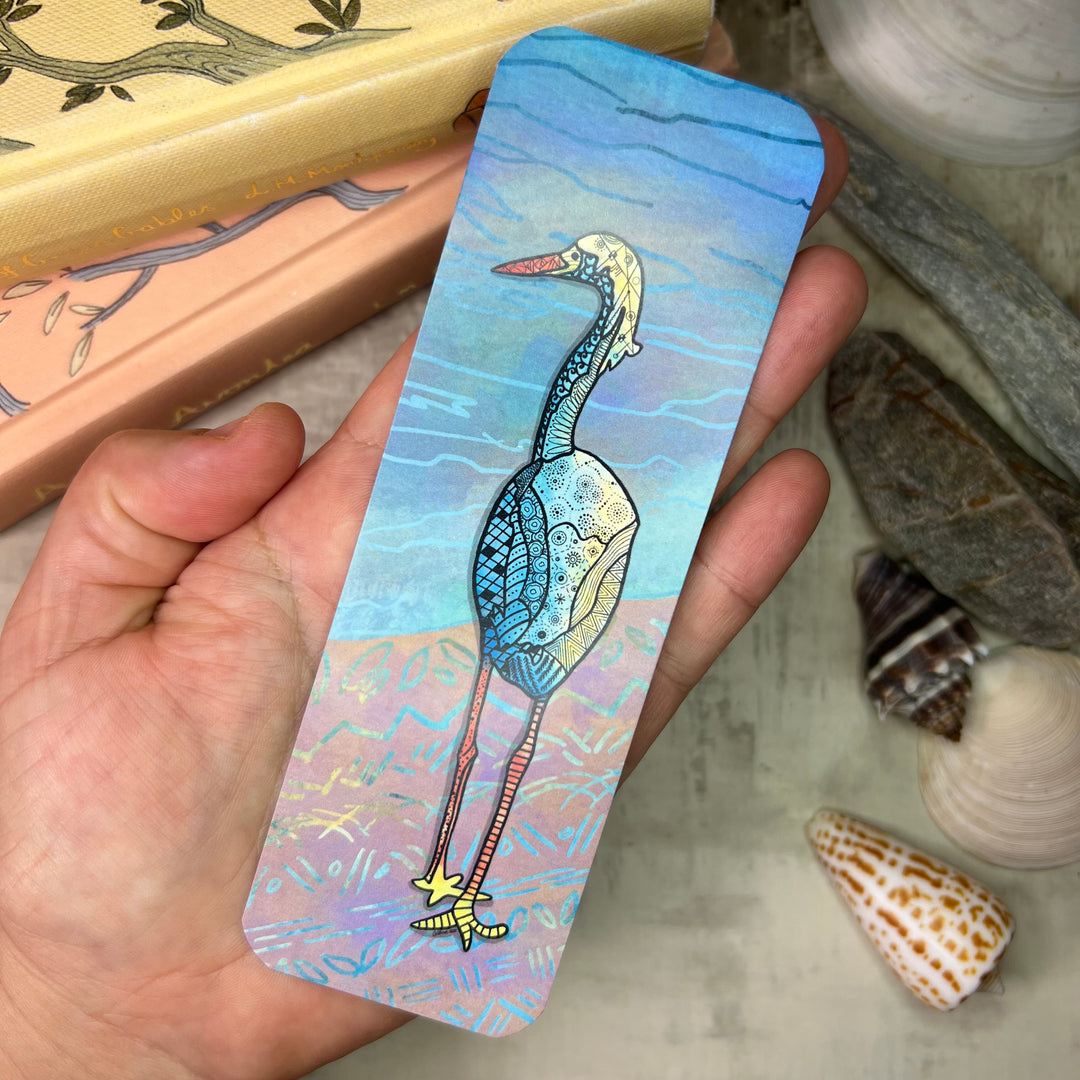 Snowy Egret | Bookmark 2x6 | Shore Bird Snowy Egret Bookmark | Snowy Egret Book Mark for Readers, Students, Ocean Lovers Gift