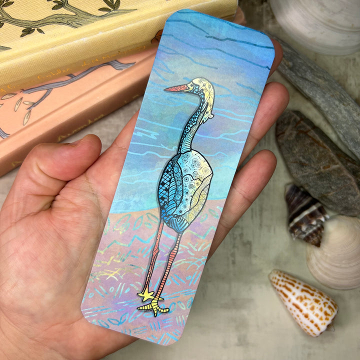 Snowy Egret | Bookmark 2x6 | Shore Bird Snowy Egret Bookmark | Snowy Egret Book Mark for Readers, Students, Ocean Lovers Gift