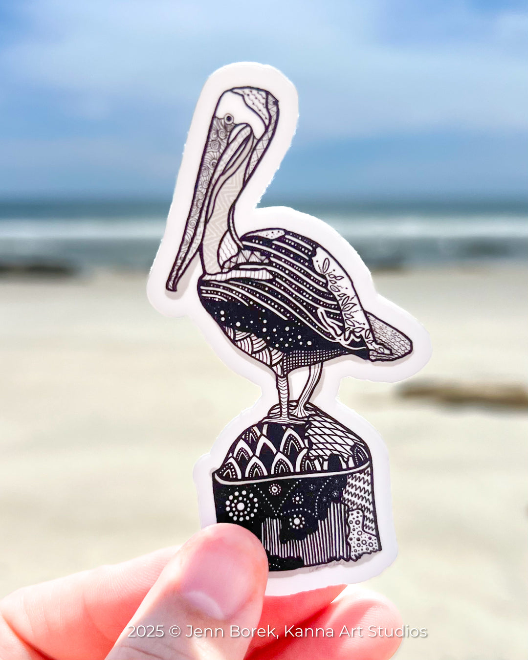 Pelican Key West Stickers 3" | Pelican Key West Vinyl Sticker | Black & White, Waterproof Pelican Decal for Laptop, Water Bottle, Journal, Gift for Ocean Lovers