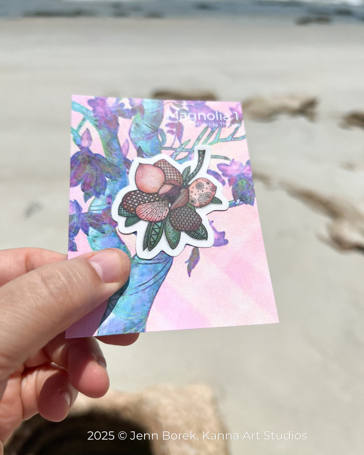 Magnolia 1 | Stickers 2" or 3" | Cute Magnolia 1 Vinyl Sticker | Clear, Magnolia 1 Decal for Laptop, Water Bottle, Journal, Gift for Ocean Lovers