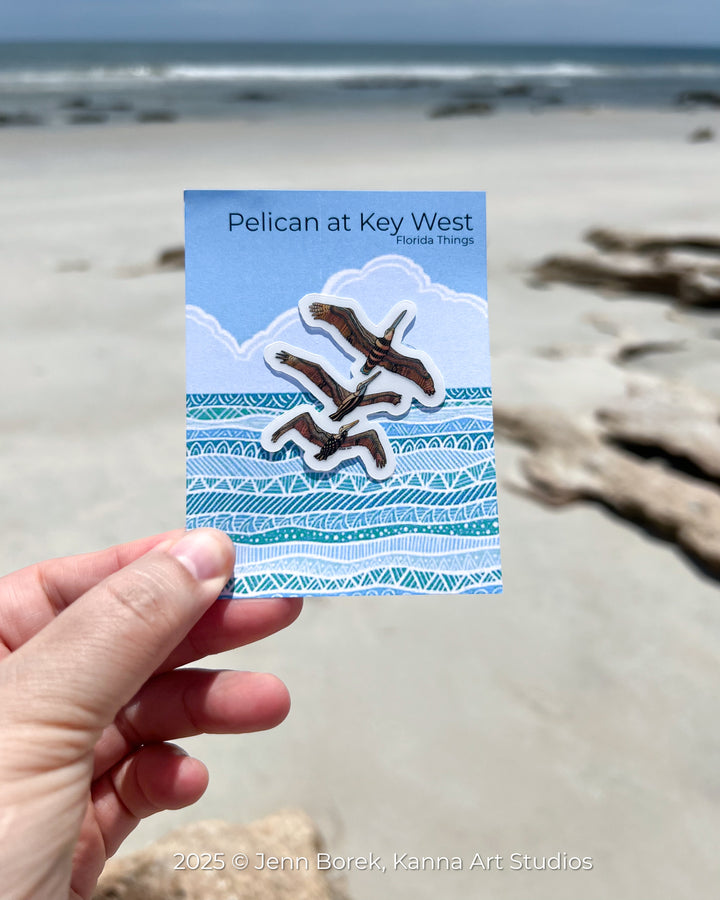 Pelican Squadron Stickers 2" or 3" | Cute Ocean Pelican Squadron Vinyl Sticker | Clear, Blue, Waterproof Pelican Squadron Decal for Laptop, Water Bottle, Journal, Gift for Ocean Lovers